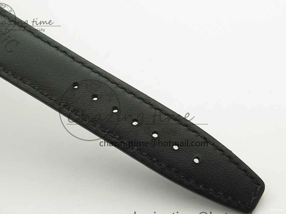 MIROTIME 0309 Portofino Automatic SS FKF 1:1 Best Edition White Dial RG Markers on Black Leather Strap A Stretchable 7141